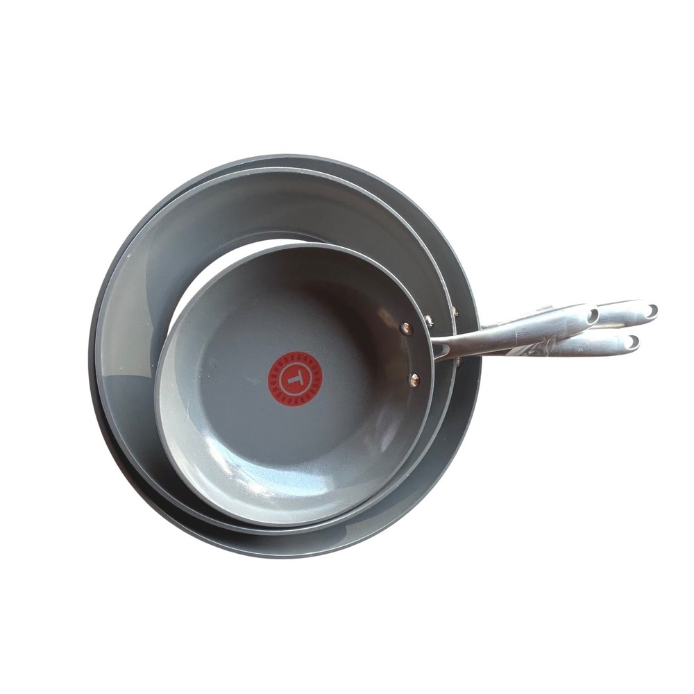 T-fal Gray Ceramic Nonstick Thermo-Spot Frying Pan Set 3 Piece